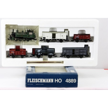 Fleischmann HO art. 4889 set locomotiva vapore + carri merce